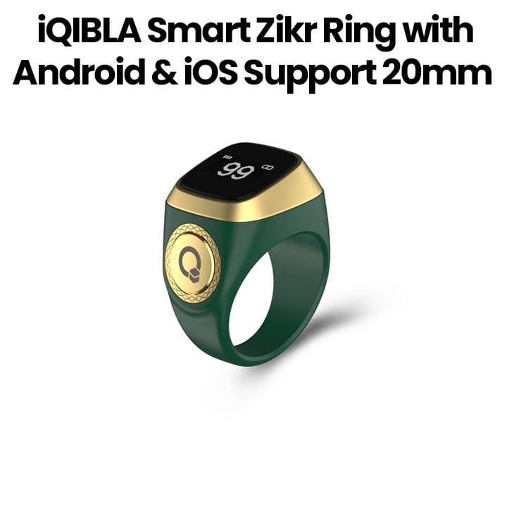 iQIBLA Smart Zikr Ring with Android & iOS Support 20mm – Green | E01 ZIKR RING 20MM GRN