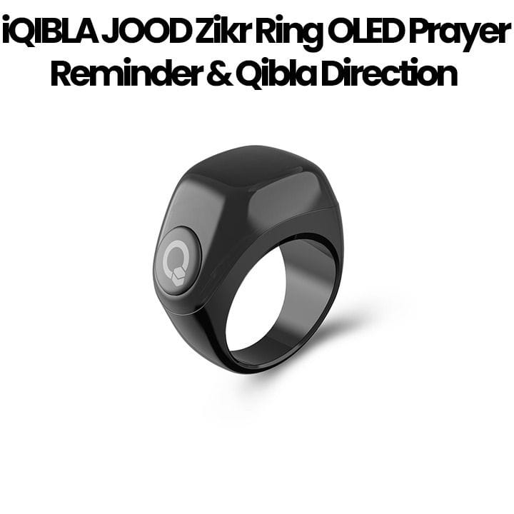iQIBLA JOOD Zikr Ring OLED Prayer Reminder & Qibla Direction with Charging Case – Black | J01 ZIKR RING JOOD BLK