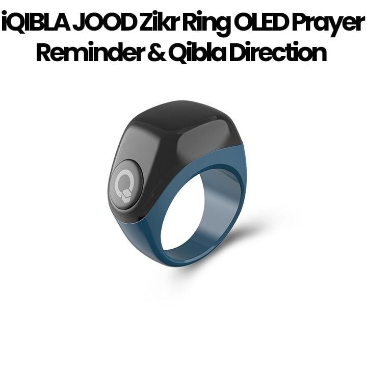 iQIBLA JOOD Zikr Ring OLED Prayer Reminder & Qibla Direction with Charging Case – Blue | J01 ZIKR RING JOOD BLU