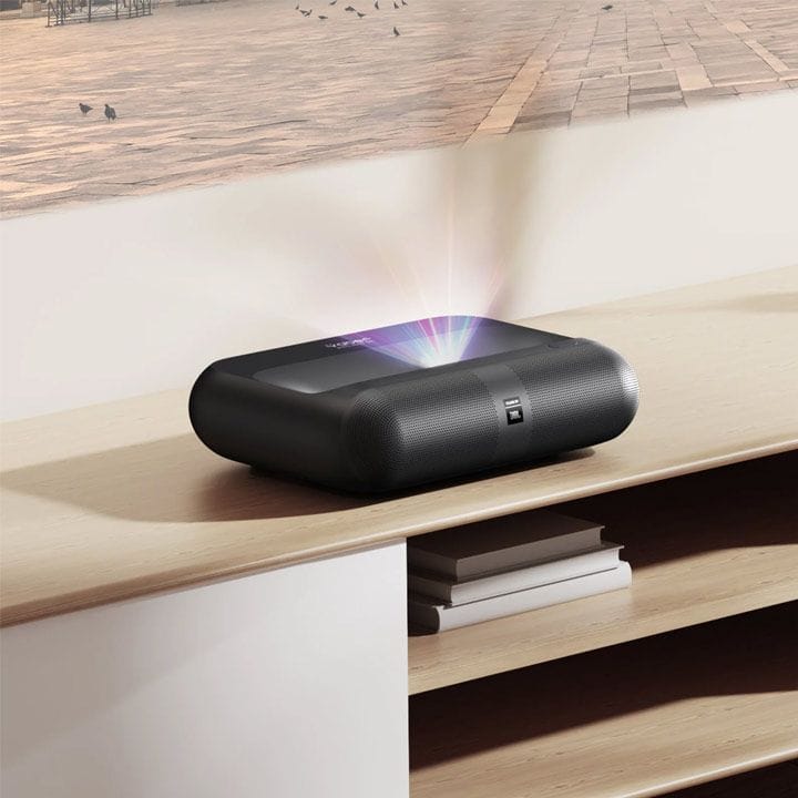 Yaber Ultra Short Throw Laser Projector 1000 ANSI Lumens, 1080P, JBL Dual 15W, Dolby – Black | K300S
