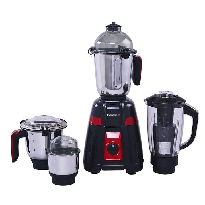 Wonderchef Platinum Mixer Grinder 4-Jar 750W – Black/Red | 63155126