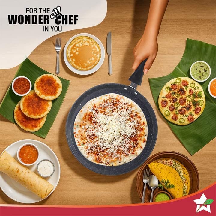 Wonderchef 24cm Duralite Die-Cast Dosa Tawa - Black | 63154855