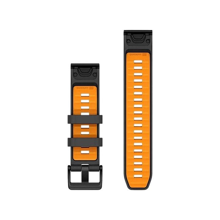 Garmin QuickFit 26mm Silicone Watch Band – Graphite/Spark Orange, Quick Release, Secure Fit Sport Smartwatch Strap | 124mm Adjustment Band; 95mm Buckle Band