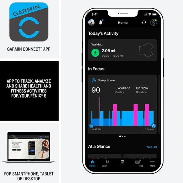 Garmin fēnix 8 - 51mm, AMOLED Slate Grey Smartwatch with Black Silicone Band – 29-day battery life, Built-in LED Flash, Speaker & Microphone | 010-02905-00