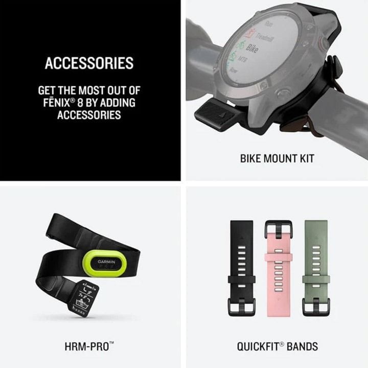 Garmin fēnix 8 - 51mm, AMOLED Slate Grey Smartwatch with Black Silicone Band – 29-day battery life, Built-in LED Flash, Speaker & Microphone | 010-02905-00