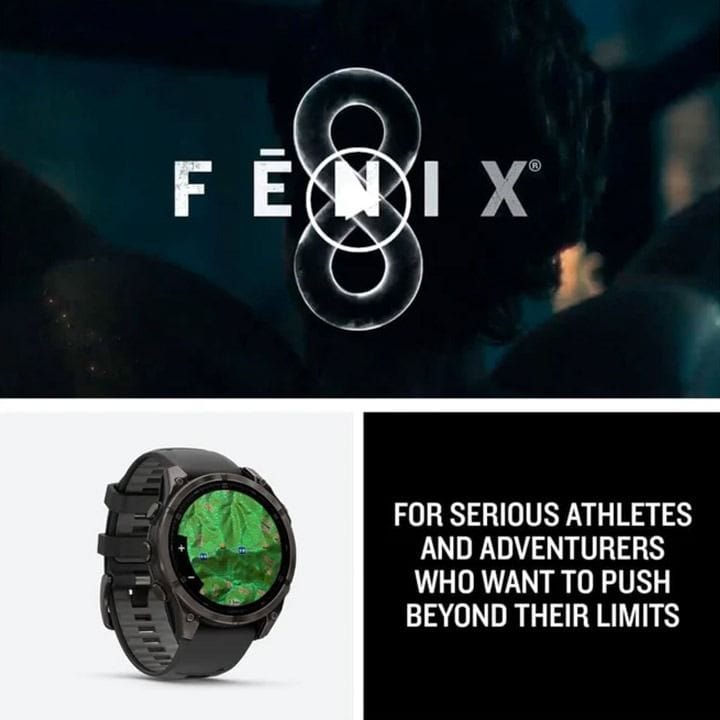 Garmin fēnix 8 - 51mm, AMOLED Slate Grey Smartwatch with Black Silicone Band – 29-day battery life, Built-in LED Flash, Speaker & Microphone | 010-02905-00