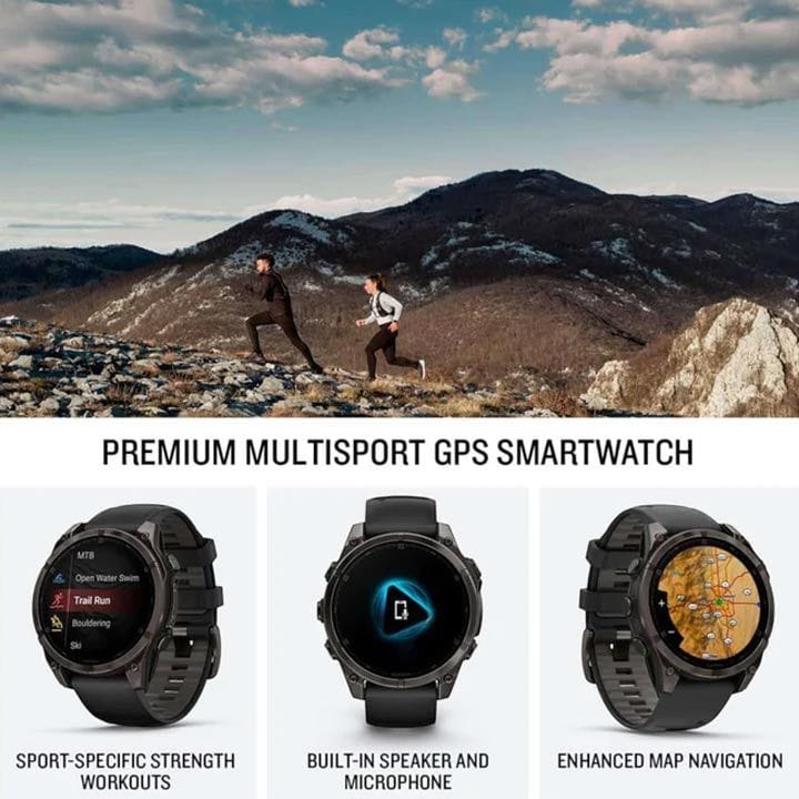 Garmin fēnix 8 - 47mm AMOLED Smartwatch – Slate Grey with Black Silicone Band, 29-Day Battery Life, Built-in LED Flash, Speaker & Microphone | 010-02905-00