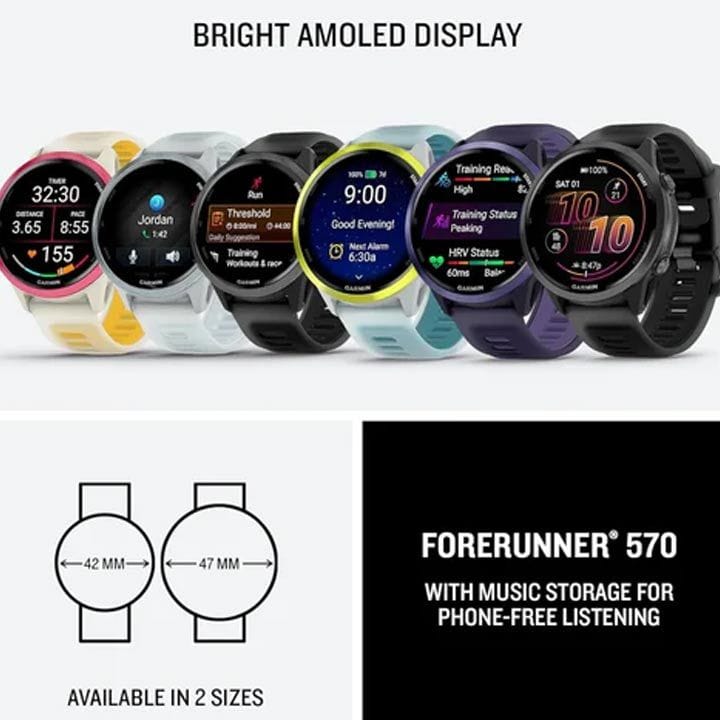 Garmin Forerunner 570 - 47mm GPS Running Smartwatch – Black, Advanced Training Metrics, Heart Rate & Fitness Tracking | Smart Notifications