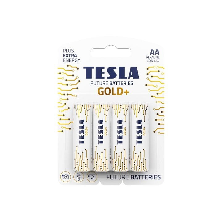 Tesla Alkaline AA Gold+ Batteries LR6 1.5V – 4 Pack Long-Lasting Power for Remote Controls, Toys & Electronics | 8594183392257