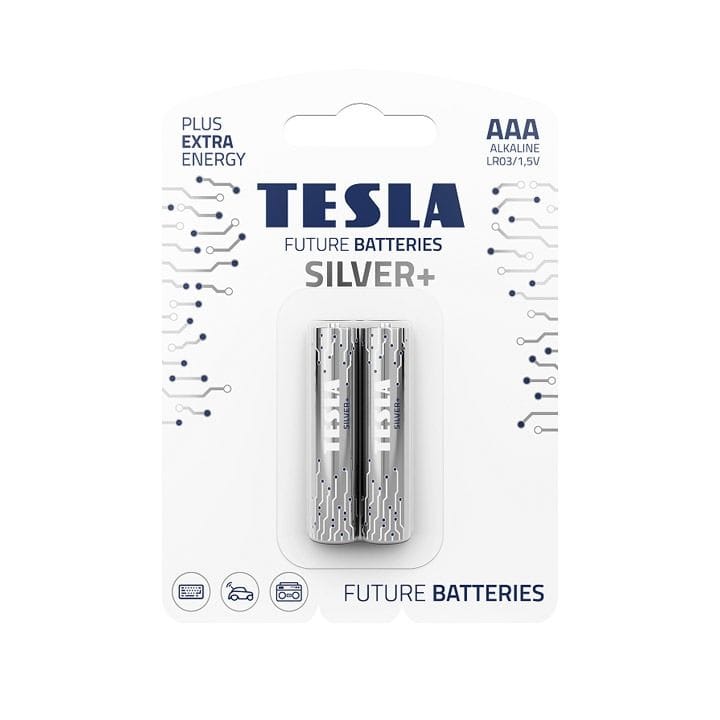 تيسلا بطاريات قلوية AAA سيلفر+ ‏LR3 ‏1.5V – عبوة 2 قطع طاقة طويلة الأمد لأجهزة التحكم عن بُعد والألعاب والأجهزة الإلكترونية | 8594183397887