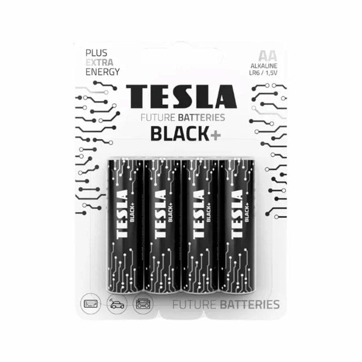 Tesla Alkaline AA Black+ Batteries LR6 1.5V – 4 Pack Long-Lasting Power for Remote Controls, Toys & Electronics | 8594183396620