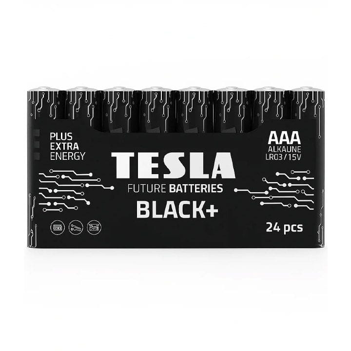 تيسلا بطاريات قلوية AAA بلاك+ ‏LR3 ‏1.5V – عبوة 24 قطعة طاقة طويلة الأمد لأجهزة التحكم عن بُعد والألعاب والأجهزة الإلكترونية | 8594183396699