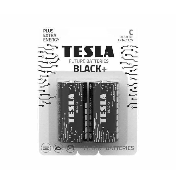تيسلا بطاريات قلوية C بلاك+ ‏LR14 ‏1.5V – عبوة 2 قطع طاقة طويلة الأمد للألعاب والمصابيح اليدوية والأجهزة الإلكترونية | 8594183396712