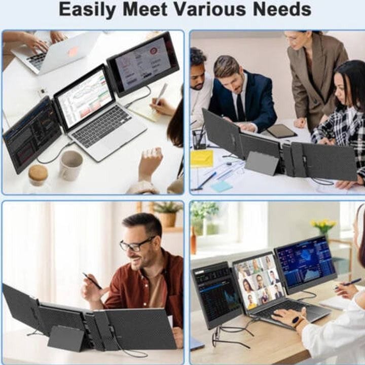 V2COM S3 14″ Full HD IPS Laptop Screen Extender – Dual Screen Productivity, USB-C/HDMI Plug & Play, Ultra-Slim Portable Design | Black - S3