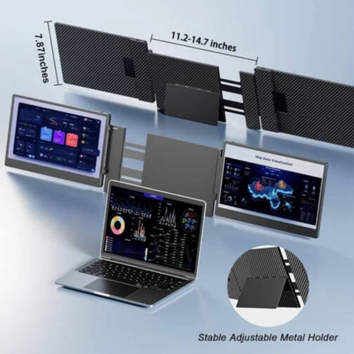 V2COM S3 14″ Full HD IPS Laptop Screen Extender – Dual Screen Productivity, USB-C/HDMI Plug & Play, Ultra-Slim Portable Design | Black - S3