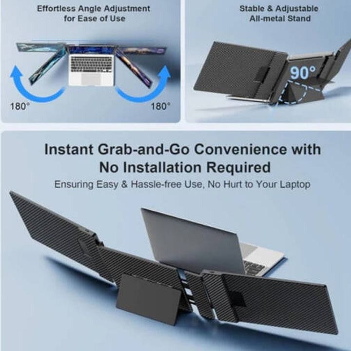 V2COM S3 14″ Full HD IPS Laptop Screen Extender – Dual Screen Productivity, USB-C/HDMI Plug & Play, Ultra-Slim Portable Design | Black - S3