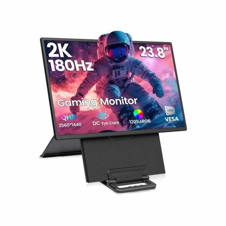 في 2 كوم دي 1 كيو شاشة ألعاب محمولة لتوسعة الشاشة 23.8 بوصة 2.5K بمعدل 180 هرتز – شاشة IPS HDR، تحديث فائق السلاسة، يو إس بي-سي / اتش دي ام آي | أسود - D1Q