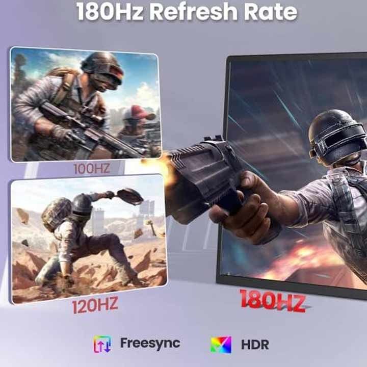 في 2 كوم دي 1 كيو شاشة ألعاب محمولة لتوسعة الشاشة 23.8 بوصة 2.5K بمعدل 180 هرتز – شاشة IPS HDR، تحديث فائق السلاسة، يو إس بي-سي / اتش دي ام آي | أسود - D1Q