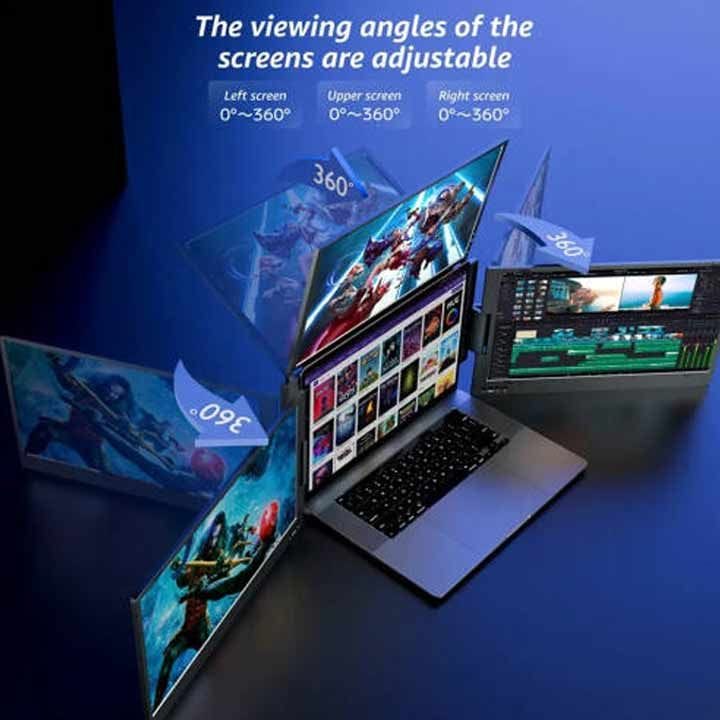 V2COM W3 15.6″ Quad Screen Laptop Extender – Three External Displays, Full HD 1080p IPS Panels, Multi-Screen Productivity | Black-W3