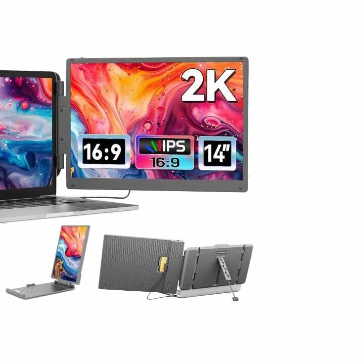 V2COM S1 Pro Max 14″ 2K Dual Laptop Screen Extender – 2160×1440 IPS Portable Monitor, Sharp Clarity Display, Plug & Play | Black-S1 Pro Max