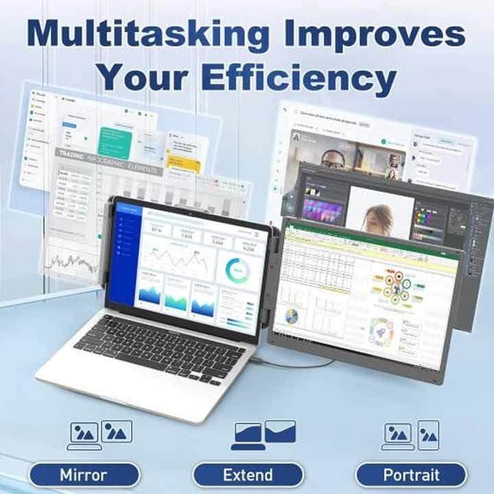 V2COM S1 Pro Max 14″ 2K Dual Laptop Screen Extender – 2160×1440 IPS Portable Monitor, Sharp Clarity Display, Plug & Play | Black-S1 Pro Max