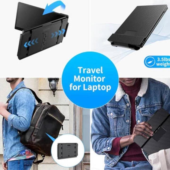 V2COM S2 14″ Triple Laptop Screen Extender – Full HD 1080p IPS Display, Multi-Screen Productivity, Portable Plug & Play | Black-S2