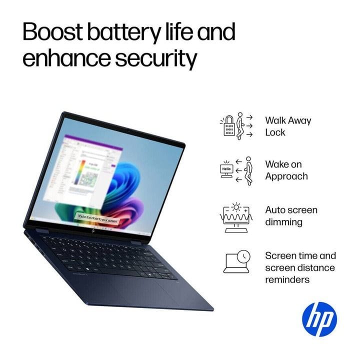 HP OmniBook X-Flip 14-FM0013DX 14" 2K Touch Laptop, Intel Core Ultra 5, 16GB RAM, 512GB SSD, Windows 11 - Atmospheric Blue – B5UJ1UA