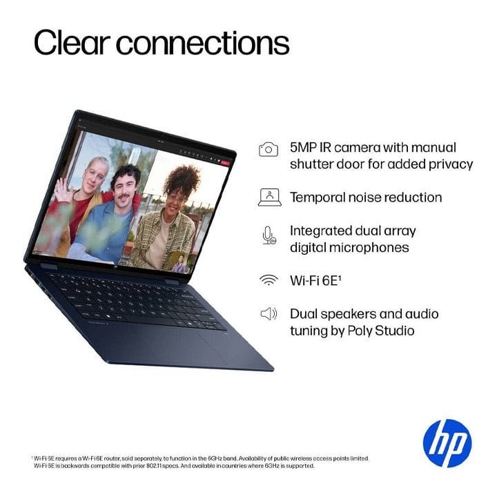 HP OmniBook X-Flip 14-FM0013DX 14" 2K Touch Laptop, Intel Core Ultra 5, 16GB RAM, 512GB SSD, Windows 11 - Atmospheric Blue – B5UJ1UA