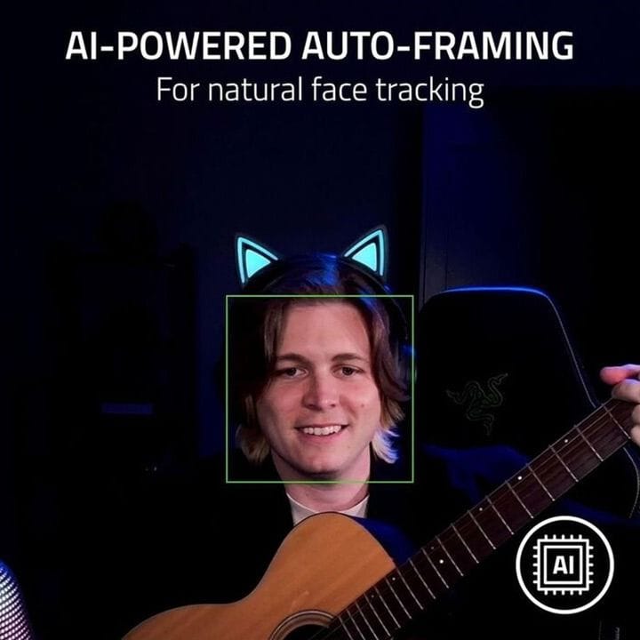 كاميرا ويب ريزر كيو V2 بدقة 4K بمعدل 30FPS مع ذكاء اصطناعي – مستشعر Sony STARVIS™، تأطير تلقائي، HDR، عدسة واسعة جداً، غطاء خصوصية – أسود | RZ19-05370100-R3M1