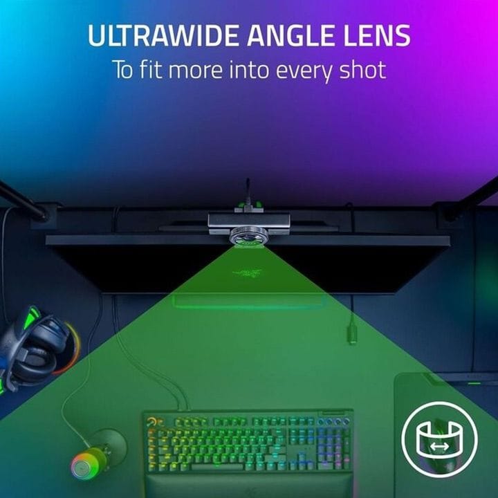 كاميرا ويب ريزر كيو V2 بدقة 4K بمعدل 30FPS مع ذكاء اصطناعي – مستشعر Sony STARVIS™، تأطير تلقائي، HDR، عدسة واسعة جداً، غطاء خصوصية – أسود | RZ19-05370100-R3M1