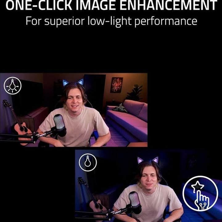 كاميرا ويب ريزر كيو V2 بدقة 4K بمعدل 30FPS مع ذكاء اصطناعي – مستشعر Sony STARVIS™، تأطير تلقائي، HDR، عدسة واسعة جداً، غطاء خصوصية – أسود | RZ19-05370100-R3M1