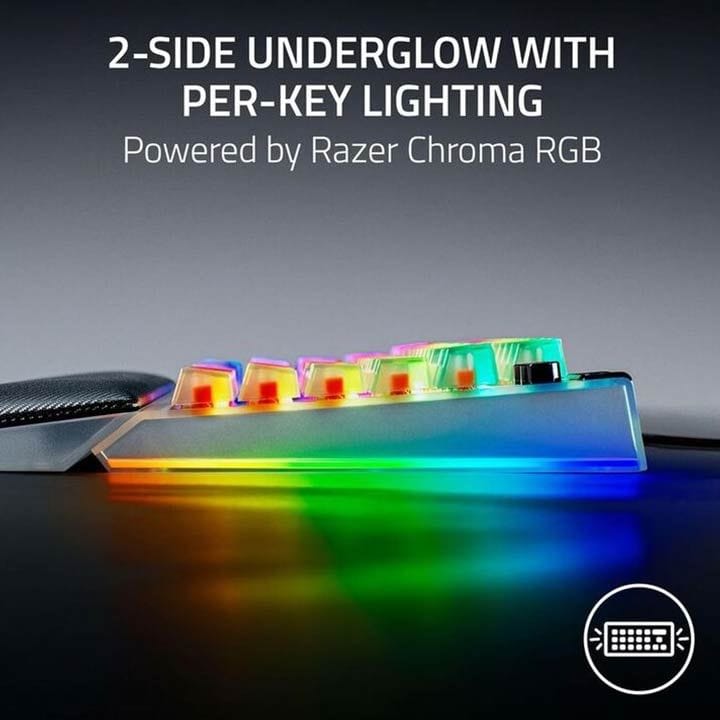 Razer BlackWidow V4 Hot-Swappable Mechanical 75% Gaming Keyboard – Chroma RGB, Compact 75% Layout & Magnetic Wrist Rest – White | RZ03-05003500-R3M1
