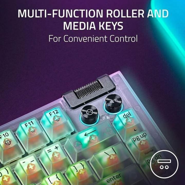 Razer BlackWidow V4 Hot-Swappable Mechanical 75% Gaming Keyboard – Chroma RGB, Compact 75% Layout & Magnetic Wrist Rest – White | RZ03-05003500-R3M1