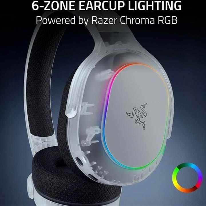 سماعة ألعاب لاسلكية متعددة المنصات ريزر باراكودا X كروما – إضاءة Chroma RGB، USB-C و3.5mm، ميكروفون معتمد من ديسكورد – أبيض | RZ04-05220400-R3M1
