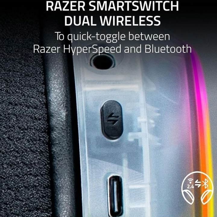 سماعة ألعاب لاسلكية متعددة المنصات ريزر باراكودا X كروما – إضاءة Chroma RGB، USB-C و3.5mm، ميكروفون معتمد من ديسكورد – أبيض | RZ04-05220400-R3M1