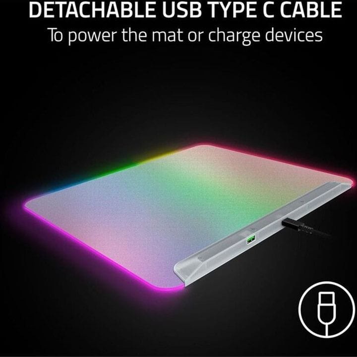 Razer Firefly V2 Pro Fully Illuminated RGB Gaming Mouse Pad – 15-Zone Chroma RGB, Micro-Textured Surface, USB-C Powered – White | RZ02-04920400-R3M1