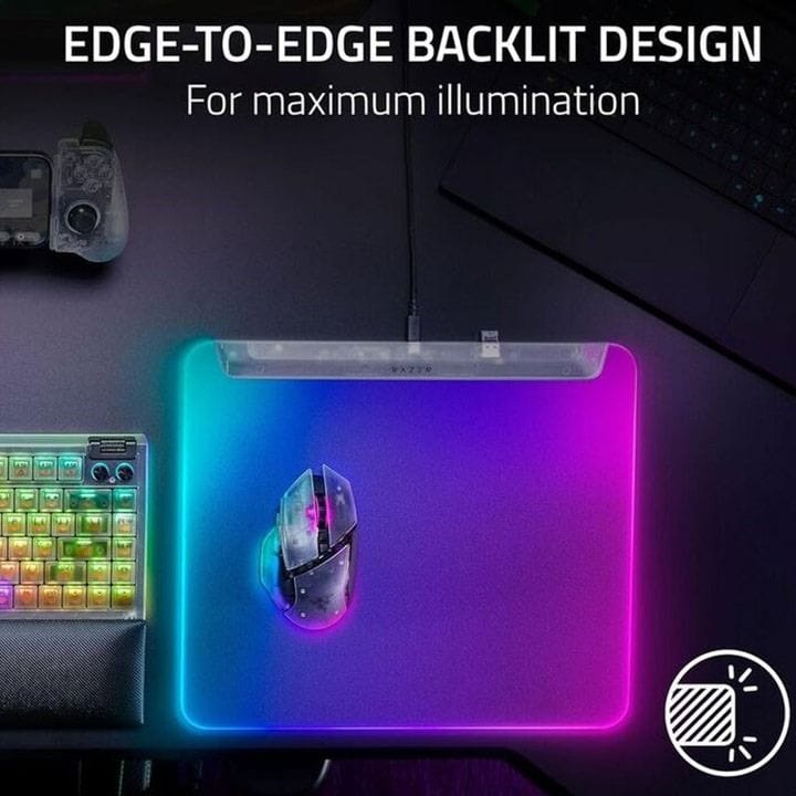 Razer Firefly V2 Pro Fully Illuminated RGB Gaming Mouse Pad – 15-Zone Chroma RGB, Micro-Textured Surface, USB-C Powered – White | RZ02-04920400-R3M1