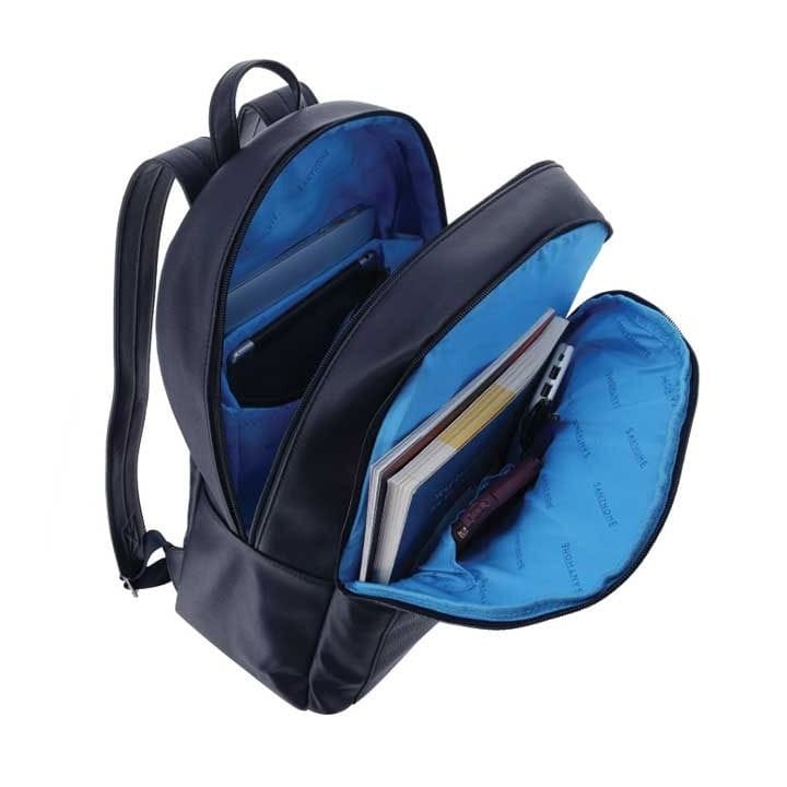 Personalized Santhome Vinbac 15.4" Laptop Backpack – Lightweight Artificial Leather, Double Padded Straps & Comfortable Everyday Carry – Navy Blue | BPSN 921