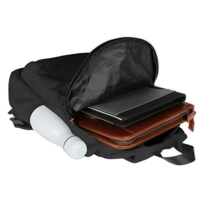 Personalized Giftology Canvas Backpack – 15" Classic 12 oz Canvas with Natural Zipper, Spacious Front & Interior Pockets – Black/Tan | BPGL 2120