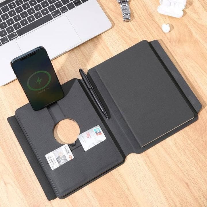 Personalized Change Zero Recycled 10,000mAh 15W MagSafe Wireless Powerbank & A5 Organizer with 32GB Storage – Fast Charging, Eco Design – Black