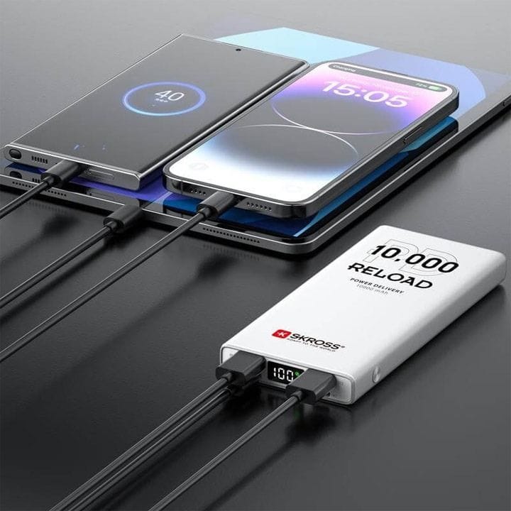 باور بنك SKROSS PD10 Reload بسعة 10000 ملّي أمبير بتصميم مخصص – شحن سريع PD وQC، مخرجا USB مزدوجان، تصميم نحيف ومحمول | PD10