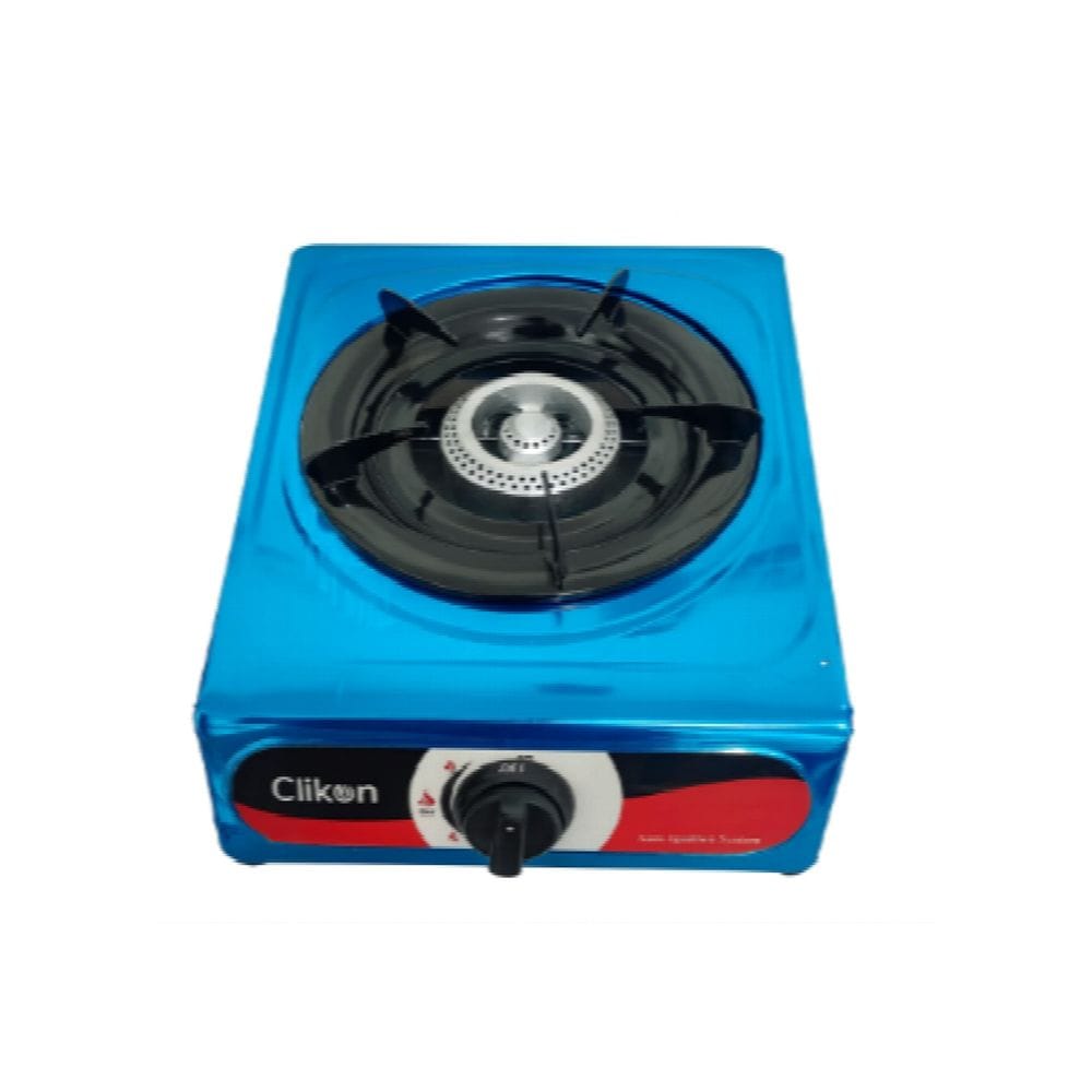 Clikon Single Burner Gas Stove Stainless Steel Body, Compact Table Top Design, Durable Pan Support | Silver/Black - CK4501