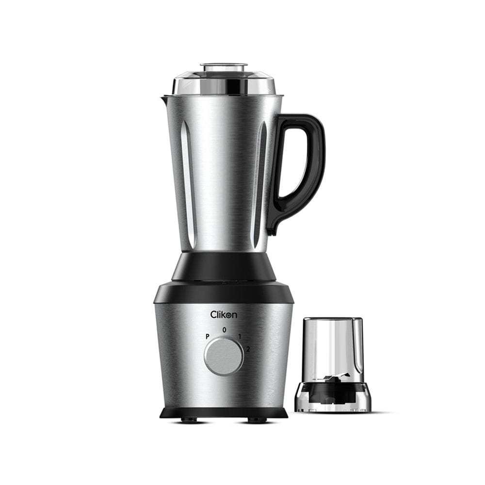 Clikon 2-in-1 Blender 600W Stainless Steel Big Jar, Multi-Speed Control, Durable Stainless Steel Blades | Stainless Steel/Black - CK2694