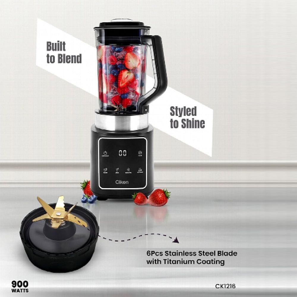 Clikon Power Blender Multi-Function 900W High-Speed Motor, Stainless Steel Blades, Variable Speed Control | Black/Transparent - CK1216