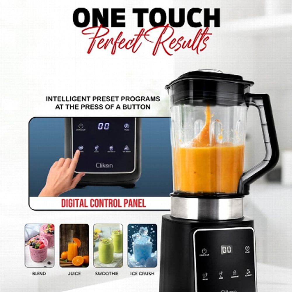 Clikon Power Blender Multi-Function 900W High-Speed Motor, Stainless Steel Blades, Variable Speed Control | Black/Transparent - CK1216