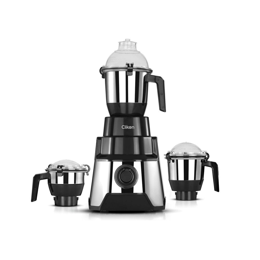 Clikon 3-in-1 Indian Mixer Grinder 1000W Stainless Steel Body, Heavy Duty Motor, Multi-Jar Grinding System | Black/Stainless Steel - CK1204