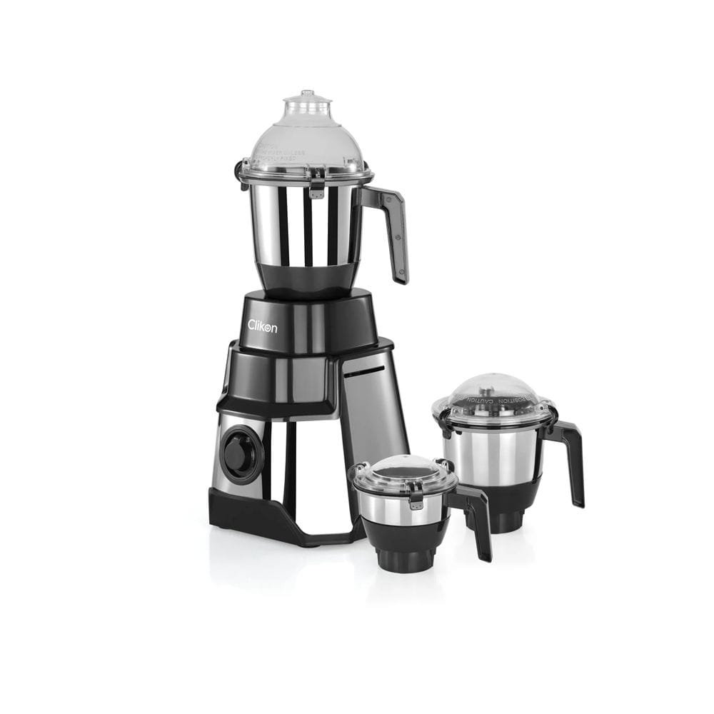 Clikon 3-in-1 Indian Mixer Grinder 1000W Stainless Steel Body, Heavy Duty Motor, Multi-Jar Grinding System | Black/Stainless Steel - CK1204