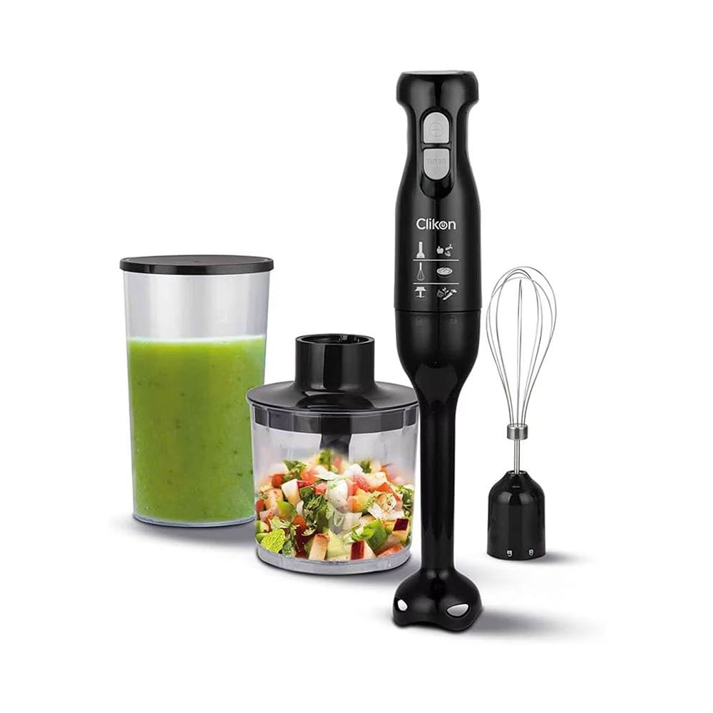 Clikon Hand Blender Set 250W Multi-Function Mixing & Blending, Stainless Steel Blades, Ergonomic Grip Design | Black/Transparent - CK2667