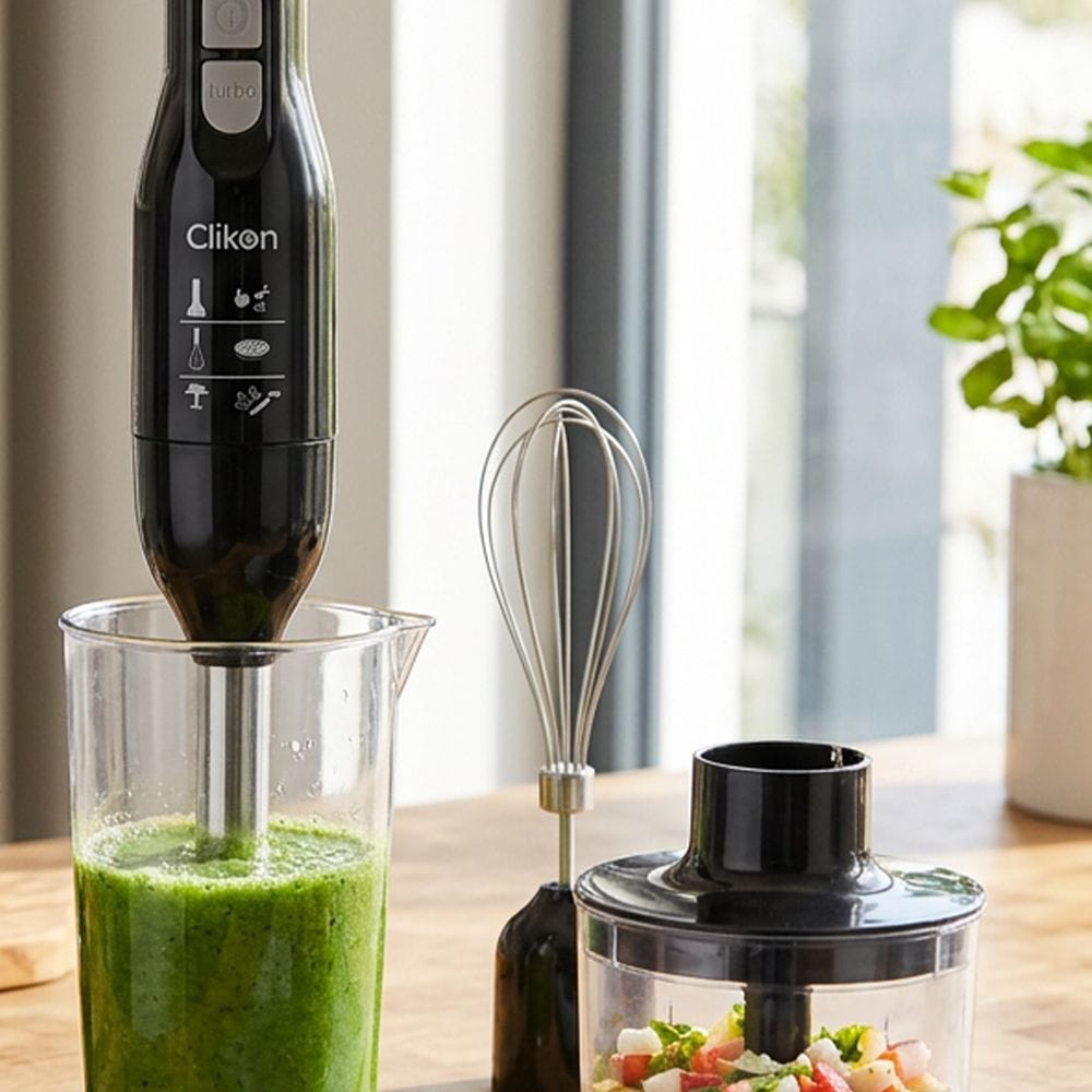 Clikon Hand Blender Set 250W Multi-Function Mixing & Blending, Stainless Steel Blades, Ergonomic Grip Design | Black/Transparent - CK2667