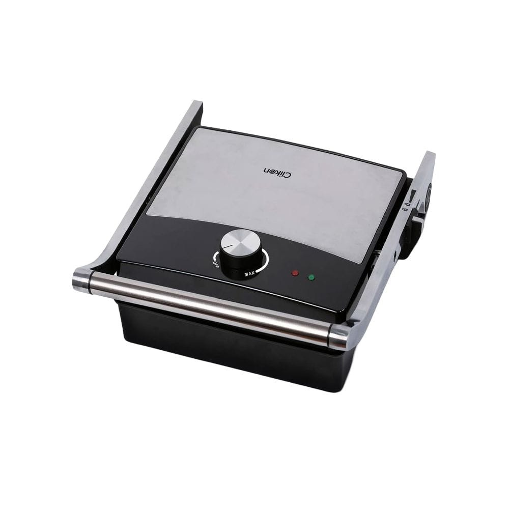 Clikon Contact Grill 2000W Adjustable Temperature Control Knob, Non-Stick Grill Plates, Fast Heating Design | Stainless Steel/Black - CK2476